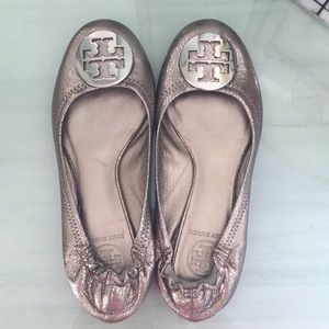 Silver Tory Burch Flats